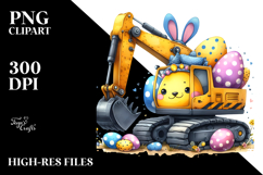 Bunny with Easter Egg and Excavator PNG Product Image 2