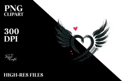 Simple Paintbrush Style Heart with Wings PNG Product Image 2