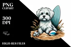 Maltese Sitting Sand,Surf Ball Clipart | Clipart Product Image 3