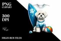 Maltese Sitting Sand,Surf Ball Clipart | Clipart Product Image 3