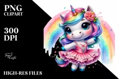 Colorful Baby Unicorn with Mambo Dancer Dress JPEG Product Image 1