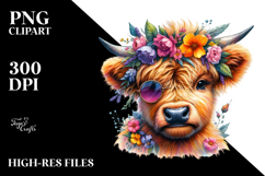 Cute Highlandcow Playing with Cool Haircut PNG Product Image 2