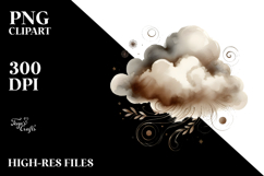 Vintage Brownish Cloud Watercolor | Sublimation | Clipart Product Image 2
