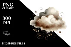 Vintage Brownish Cloud Watercolor | Sublimation | Clipart Product Image 2