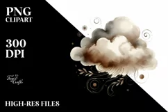 Vintage Brownish Cloud Watercolor | Sublimation | Clipart Product Image 3