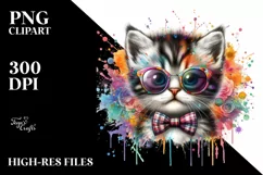 Quirky Colorful Kitten Sunglasses Painting Product Image 1