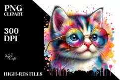 Quirky Colorful Kitten Sunglasses Watercolor Product Image 3