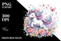 Colorful Baby Unicorn Tumbling with Spring Petals | Product Image 1