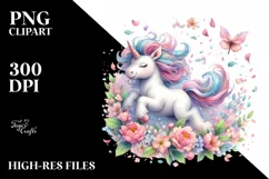 Colorful Baby Unicorn Tumbling with Spring Petals | Product Image 1