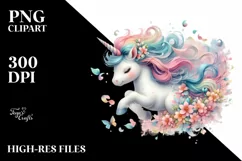 Colorful Baby Unicorn Tumbling with Spring Petals | Product Image 3