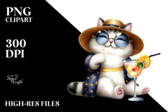 Happy Cat with Beachwear PNG Product Image 2