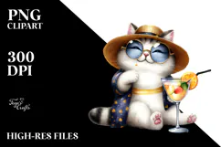 Happy Cat with Beachwear PNG Product Image 2