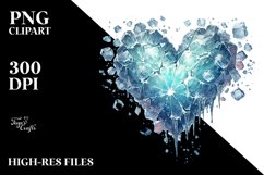 Icy Heart Watercolor PNG Product Image 2