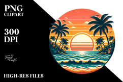 Retro Beach Sunset Tshirt Design PNG Product Image 2