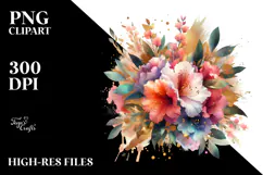 Colorful Bouquet with Gold Foil Watercolor | Sublimation | Product Image 2