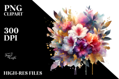 Colorful Bouquet with Gold Foil Watercolor | Sublimation | Product Image 2