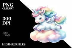 Pastel Watercolor Baby Unicorn PNG Product Image 1