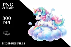 Pastel Watercolor Baby Unicorn PNG Product Image 1