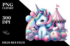 Colorful Baby Unicorn with Big Top PNG Product Image 3