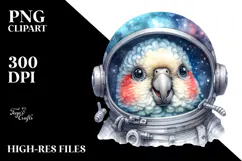 Cute Baby Parrot with Astronaut Helmet PNG Product Image 2