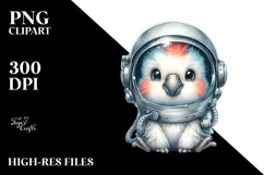 Cute Baby Parrot with Astronaut Helmet PNG Product Image 2