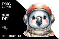 Cute Baby Parrot with Astronaut Helmet PNG Product Image 2
