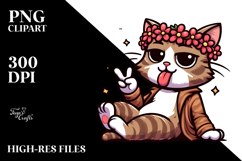 Funny Cat with Flower Crown, Vector Art Product Image 2