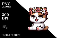Funny Cat with Flower Crown, Vector Art Product Image 2