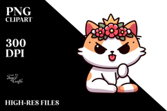 Funny Cat with Flower Crown, Vector Art Product Image 2