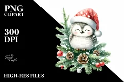 Baby Owl by Christmas Tree PNG Product Image 1