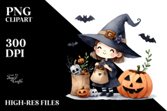 Funny Witch Clipart, Watercolor Style Product Image 2