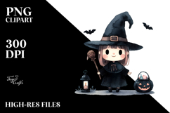 Simple Haloween Clipart with Witch PNG Product Image 2