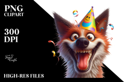 Cheerful Dog with Party Hat, Digital Art Product Image 2