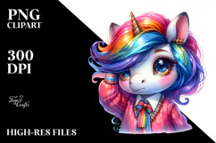 Cute Unicorn with Big Eyes, Transparent PNG Product Image 2