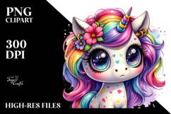 Cute Unicorn with Big Eyes, Transparent PNG Product Image 2