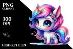 Cute Unicorn with Big Eyes, Transparent PNG Product Image 2