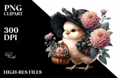 Watercolor Gothic Baby Chicken Chrysanthemum | Sublimation | Product Image 1