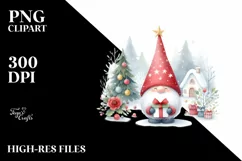 Simple Watercolor Christmass Gnome PNG Product Image 1