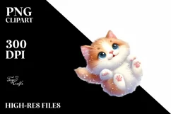 Cute Cat Tumbling Snowflakes PNG Product Image 3