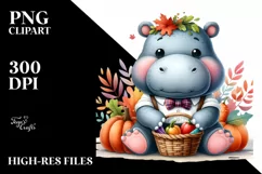 Quirky Baby Hippo with Autumn Vegetables | Sublimation | Product Image 3