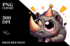 Silly Cartoon Rhino PNG Product Image 2