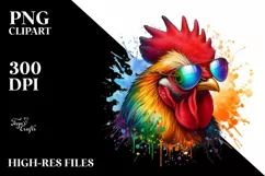 Quirky Colorful Chicken Sunglasses Watercolor Product Image 3