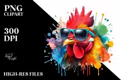 Quirky Colorful Chicken Sunglasses Painting Product Image 1