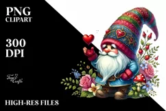 Detailed Valentine Gnome PNG Product Image 2