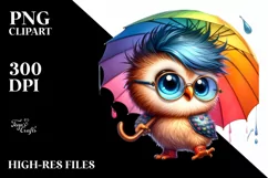 Cute Baby Owl Playing PNG Product Image 3