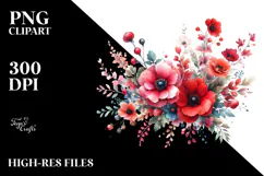 Colorful Watercolor with Red Flowers | Clipart Product Image 2