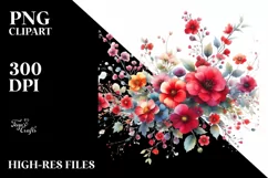 Colorful Watercolor with Red Flowers | Clipart Product Image 3