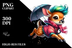 Jumping Baby Deer with Raincoat, Transparent PNG Product Image 3