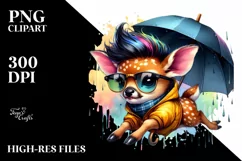 Jumping Baby Deer with Raincoat, Transparent PNG Product Image 1