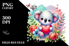 Cute Baby Koala with Heart PNG Product Image 2